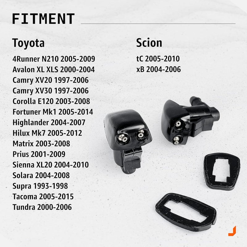 Click&Fit Windshield Washer Nozzles compatible with Toyota Tacoma 2005-2015, Tundra 2000-2006, Highlander 04-07, 4Runner 05-09, Corolla 03-08 – Wiper water spray jets replaces 8538144010, 2-pack - Image 2